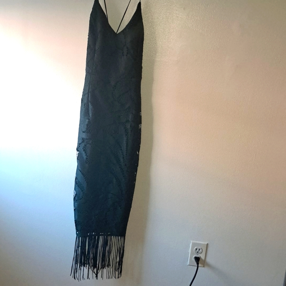 Lulu's Green Lace Tie Back Midi Dress NWOT